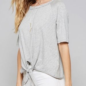 Promesa Striped Tie-Front Top